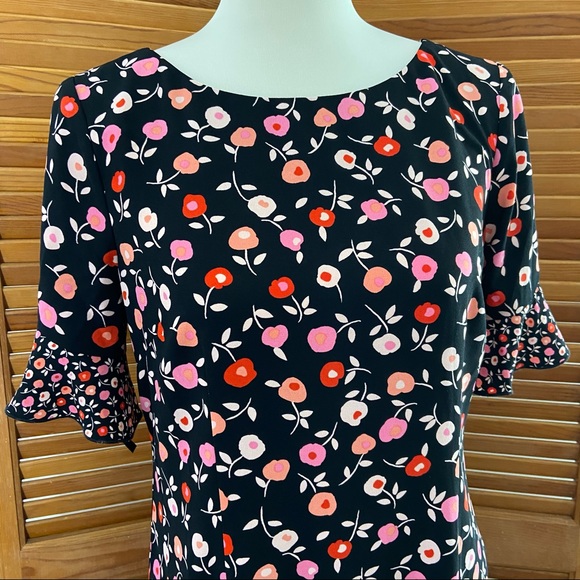 TALBOTS Floral Jewel Neck Shift Short Sleeve Dress - Picture 3 of 16